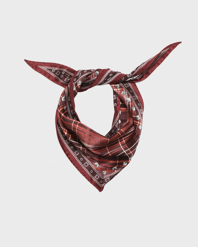 Acne Studios Skjerf Bandana Checkered Silk Burgundy ONESIZE