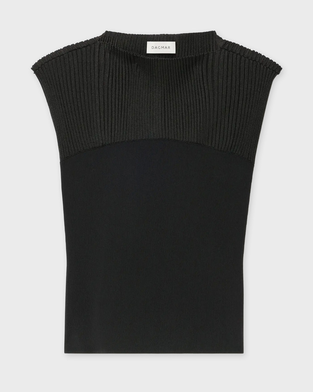 Dagmar Top Contrast Knit Black S