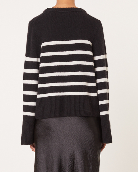 Knitted Striped Wool Sweater Svart/vit 2