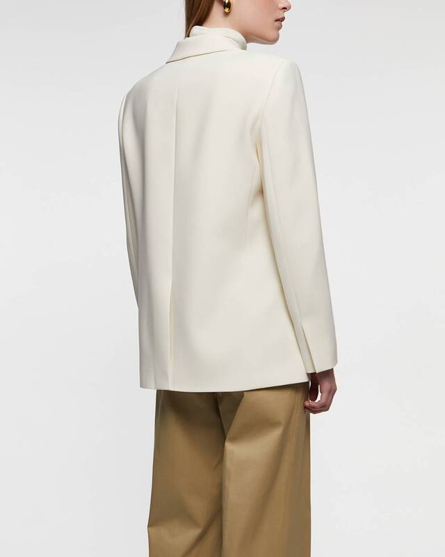 Theory Kavaj Relaxed Double-Breasted Crepe Beige US 8 (EUR 40)