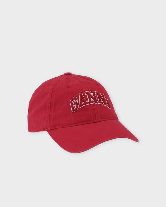 Ganni Cap Washed Cotton Canvas Röd ONESIZE