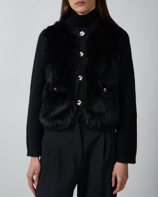 Moncler Cardigan Padded Alpaca & Wool Blend Black L