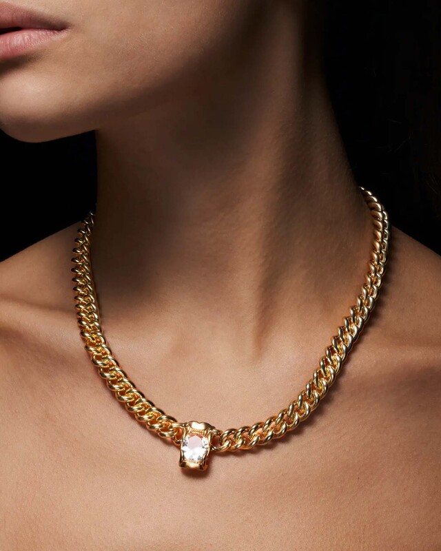 Maria Nilsdotter Chunky chain Jaw stone Necklace  Gold ONESIZE