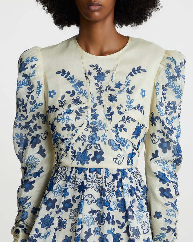 Malina Dress Leoni Silk Mini Offwhite/blå M