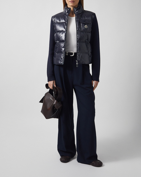 Cardigan Padded Zip-Up Wool Pocket Navy 2