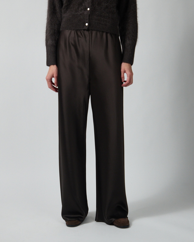 Almada Trousers Bias Satin Pants Chocolate XS