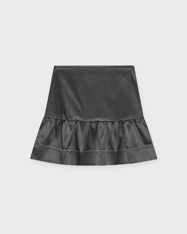 Ganni Skirt Double Satin Flounce Mini Black 36