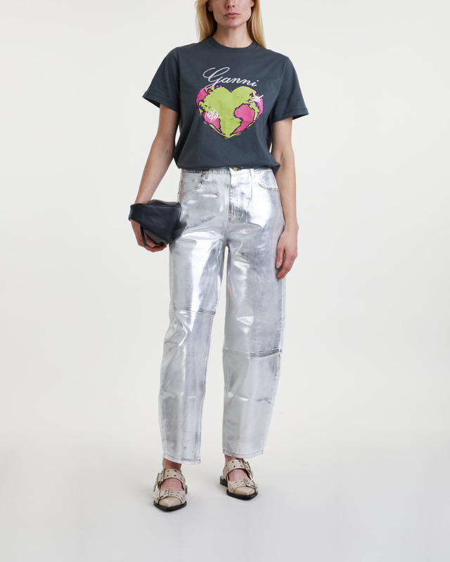 Ganni T-Shirt Basic Jersey Heart Relaxed Grey S