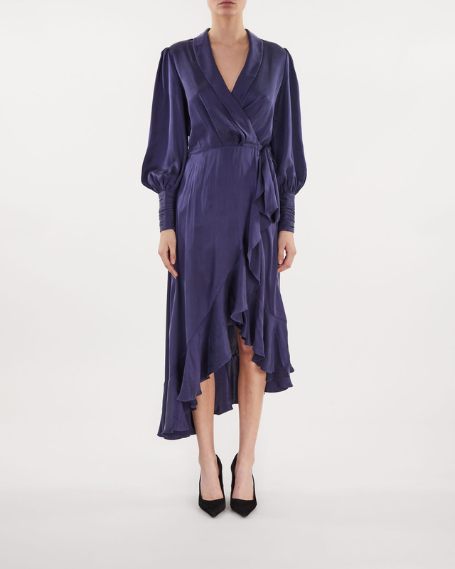 Zimmermann Klänning Silk Wrap Midi Navy 3 (L-XL)