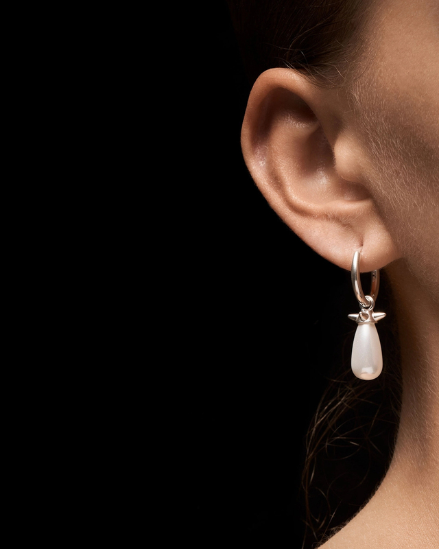 Maria Nilsdotter Earring Pearl Tear  Silver ONESIZE