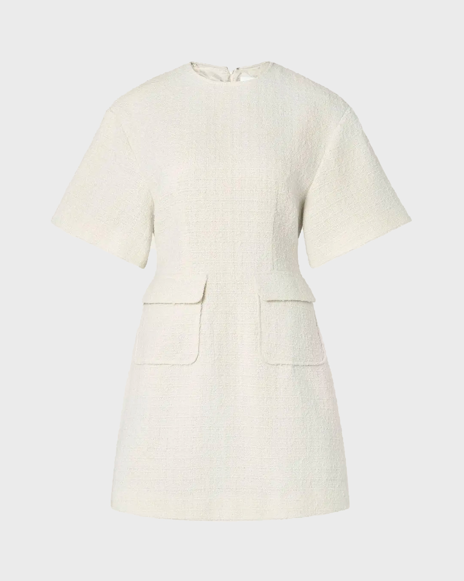 Malina Rayna Boucle Short Sleeve Mini Dress In White