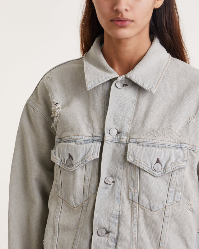 Acne Studios Jacka Distressed Denim Relaxed Grå/beige XXS/XS