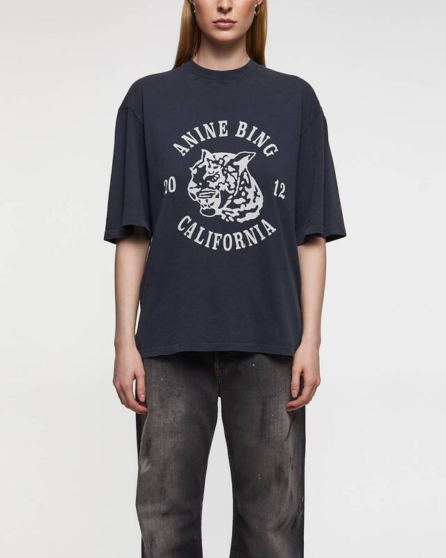 Anine Bing T-shirt Avi Collegiate Leopard Black XS