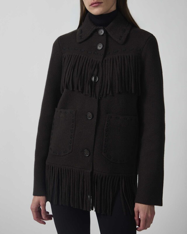 Guest In Residence Jacket Western Fringe Dark Brown L