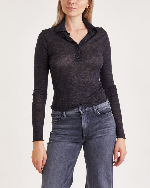 Tröja Knit Polo Anthracite 1