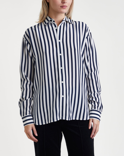 Shirt Long Sleeve Stripe Silk Multicolor 1