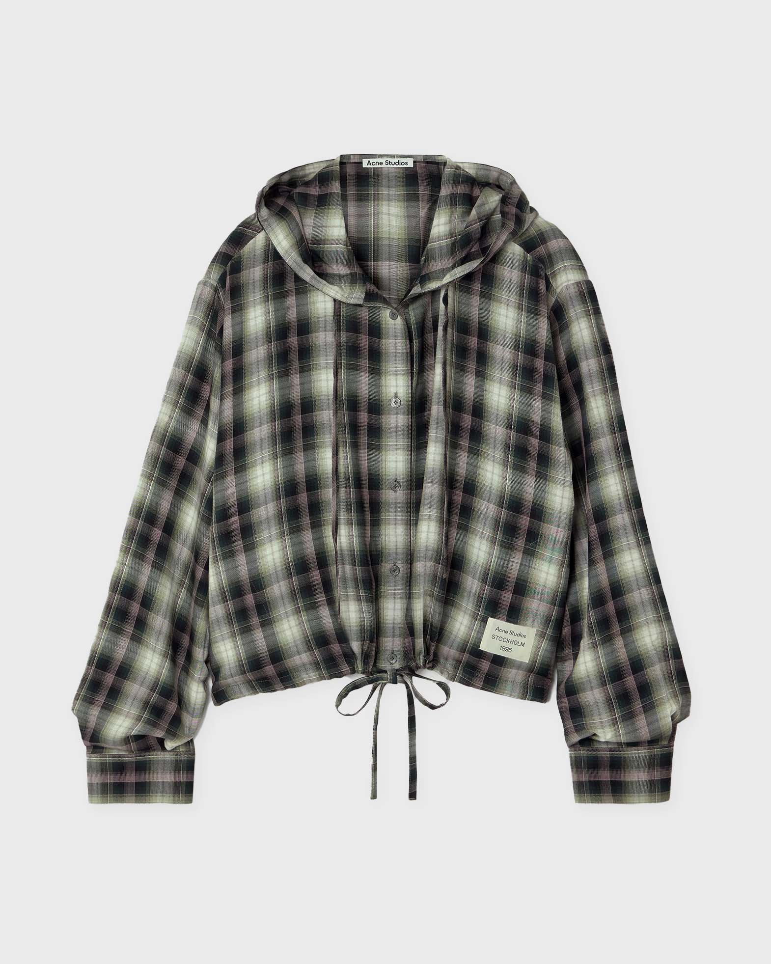 Acne Studios Women's Svart,Grön Shirt Hooded Check Svart/Grön 34