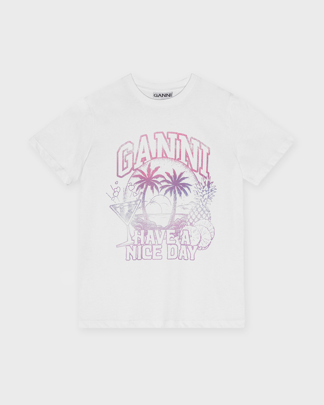 Ganni T-shirt Jersey Coctail  White M