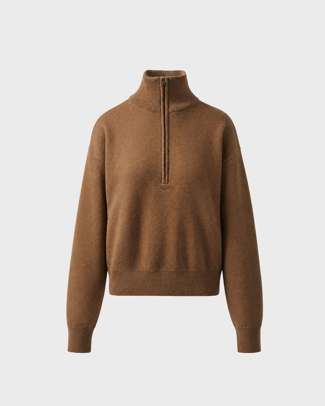 Wakakuu Icons Sweater Macy Zip Wool Camel L