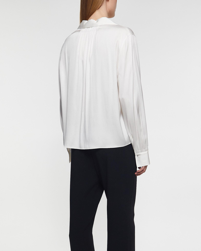 Vince Blouse Placed Smocked Long Sleeve Offwhite S