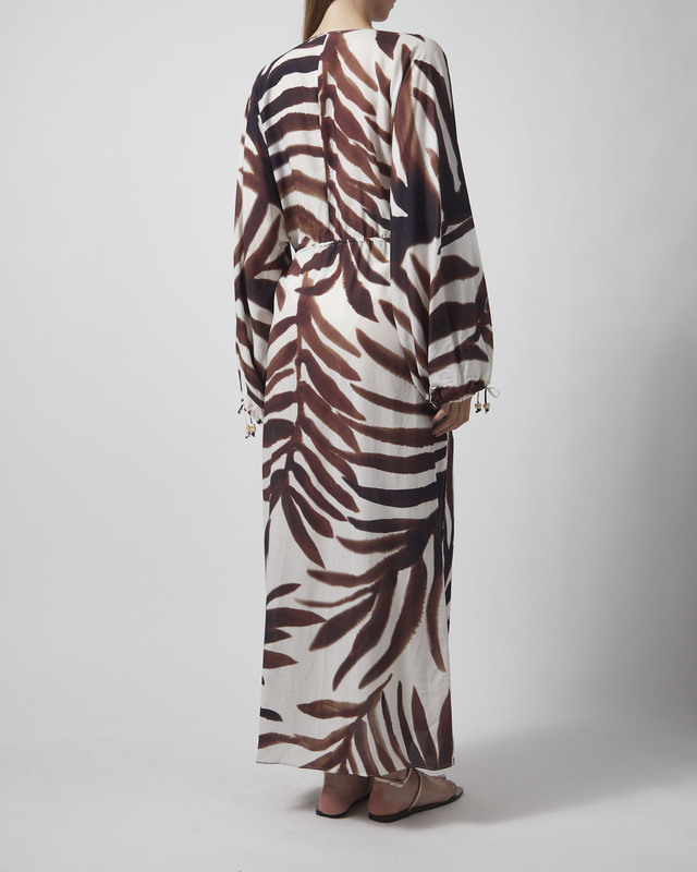 Malina Kaftan Joseline Sheer Drawstring Maxi Vit/Brun M-L