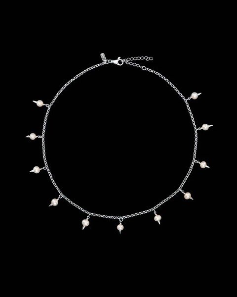 Pierced Pearl Necklace  Silver ONESIZE 1