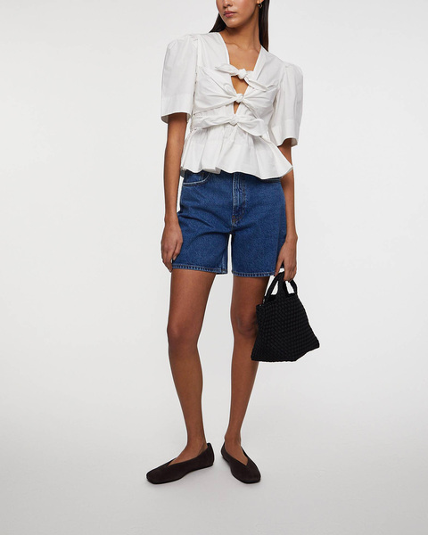 Blus Washed Stretch Cotton Strap Vit 2