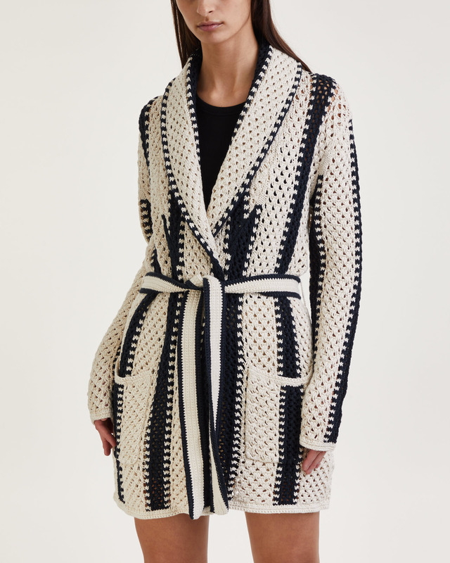 POLO Ralph Lauren Cardigan Geo-Stripe Shawl Svart L