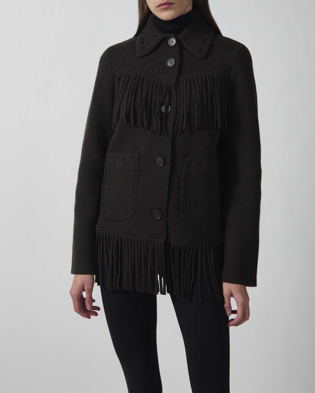Guest In Residence Jacket Western Fringe Dark Brown L