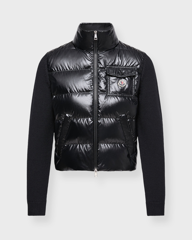 Moncler Cardigan Padded Zip-Up Wool Pocket Black L