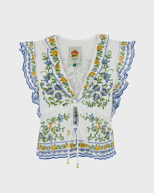 FARM Rio Blouse Emily Floral Tapestry Offwhite XS