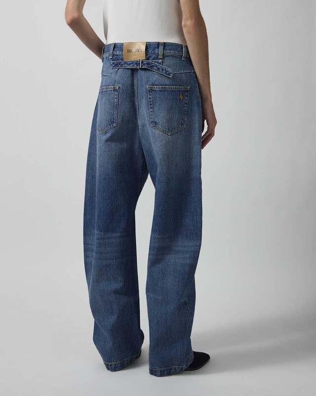The Attico Jeans Back Buckle Strap Washed Blue 26