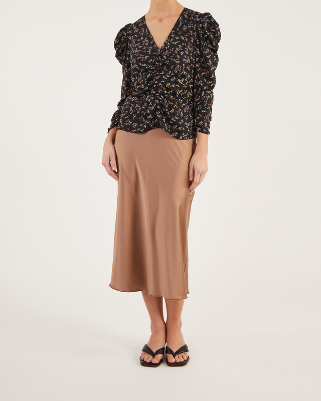 Wakakuu Icons Blouse Printed Puff Sleeve  Svart S