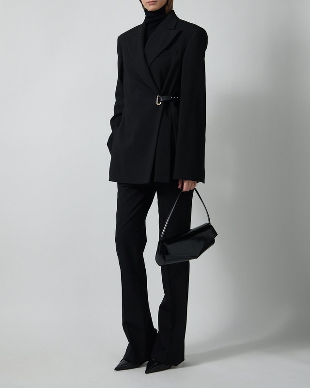 Sportmax Jakke Tailored Leather Belt Detail Black IT 48 (EUR L-XL)