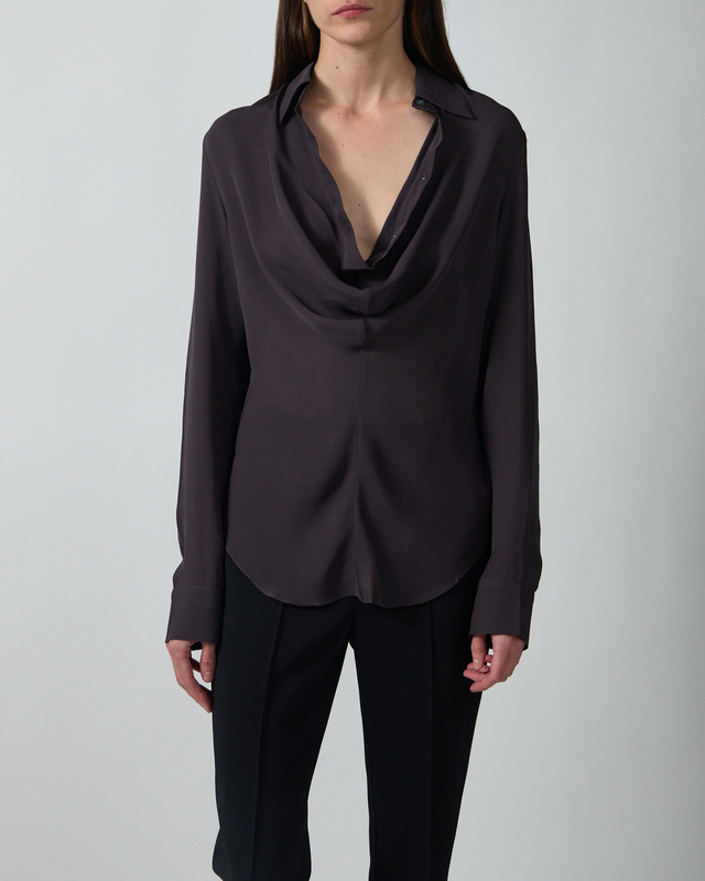 Acne Studios Bluse Cowl Collar Silk Granit 36