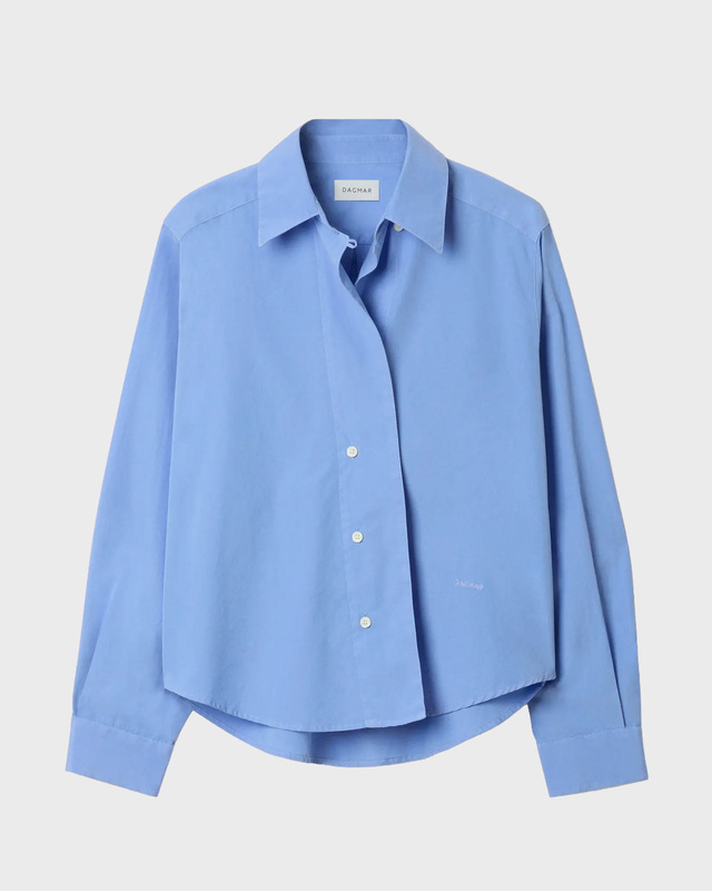 Dagmar Skjorte Cropped Asymmetric Collar Mid Blue 40