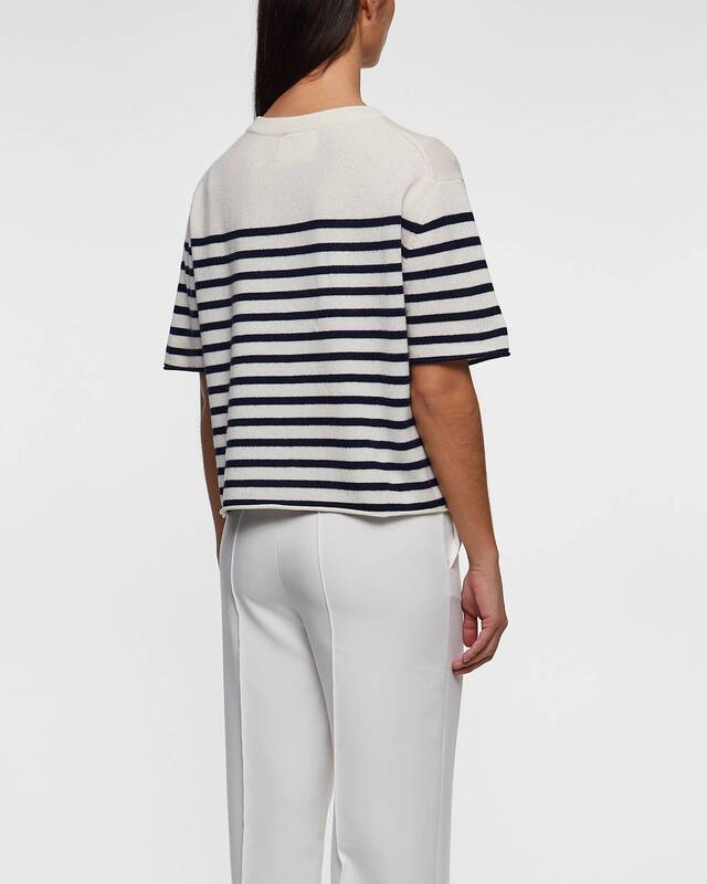LISA YANG T-Shirt Cila Stripe Cashmere Blå/vit 2 (M-L)