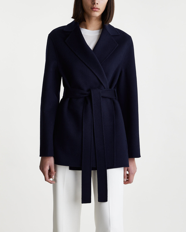 JOSEPH Short Coat Cenda Dbl Face Cashmere Navy 34