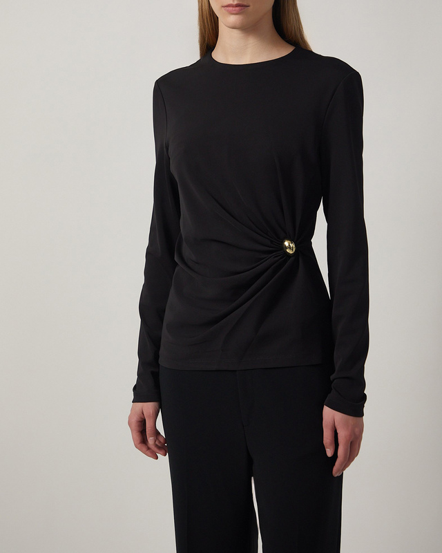 Malina Top Mailey Jersey Brooch Long Sleeve Black XS