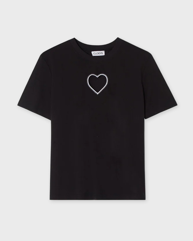 CLOEYS T-shirt heart white Black S