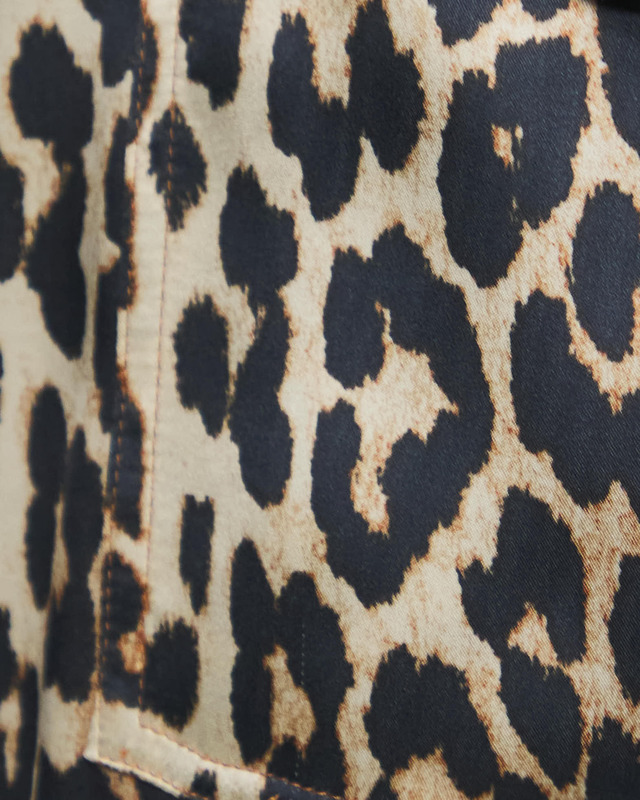 Ganni Printed Satin Pants Leopard 36