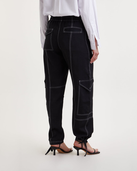 Byxor Light Slub High Waist Pocket  Svart 2
