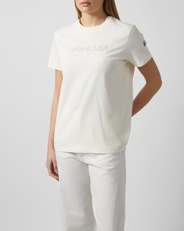 Moncler T-Shirt Embroidered Tonal Logo Cotton White M