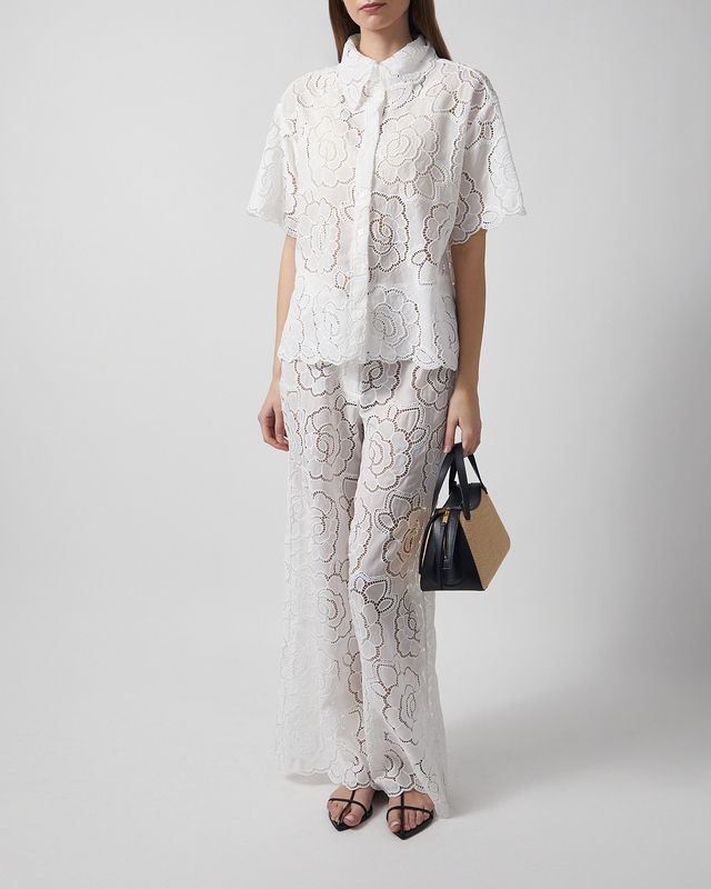 Malina Trousers Stacey Wide Lace White 42