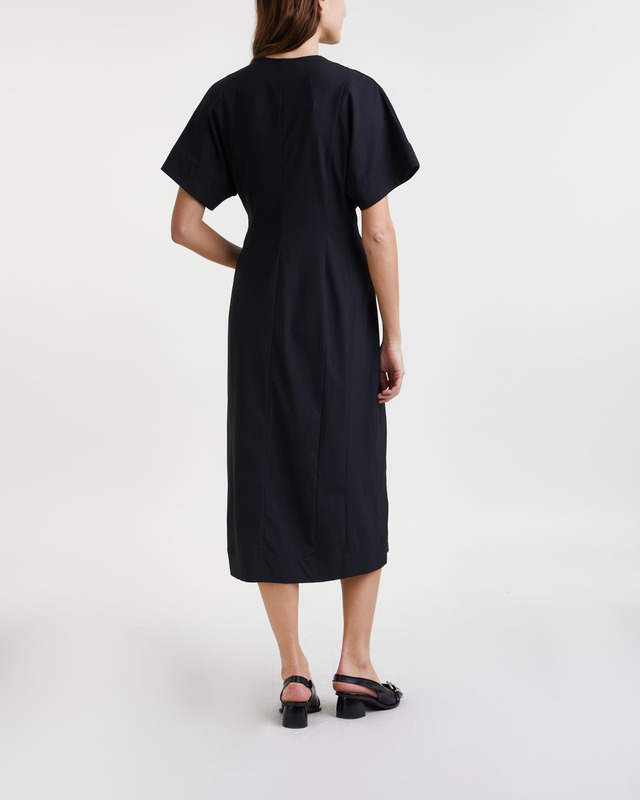 GANNI Klänning Drapey Melange Midi Svart 34