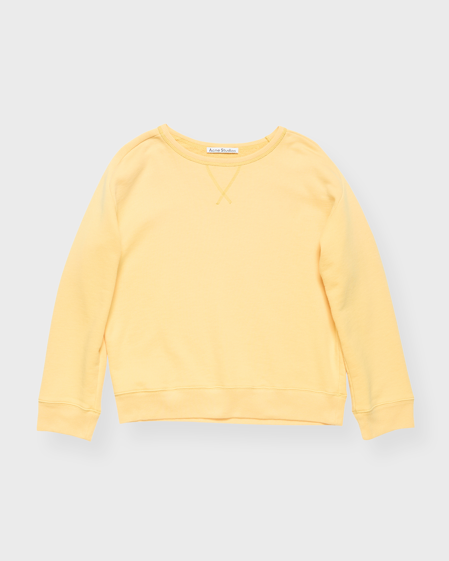 Acne Studios Women's Light Yellow Sweatshirt Washed Logo Xxs/Xs