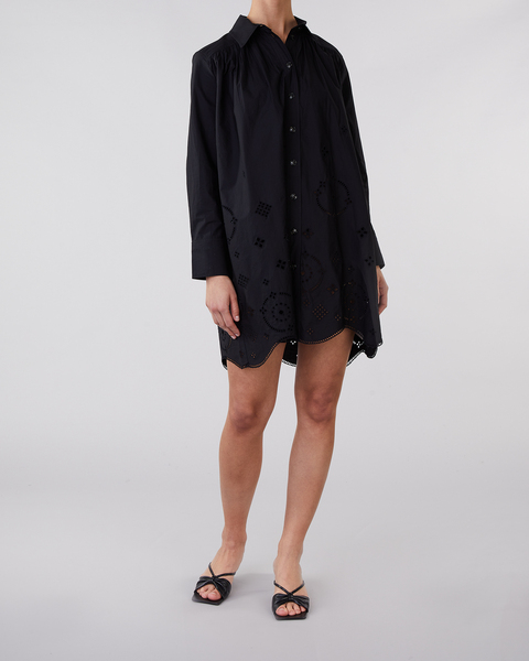 Broderie Anglaise Wide Mini Shirt Dress Black 2