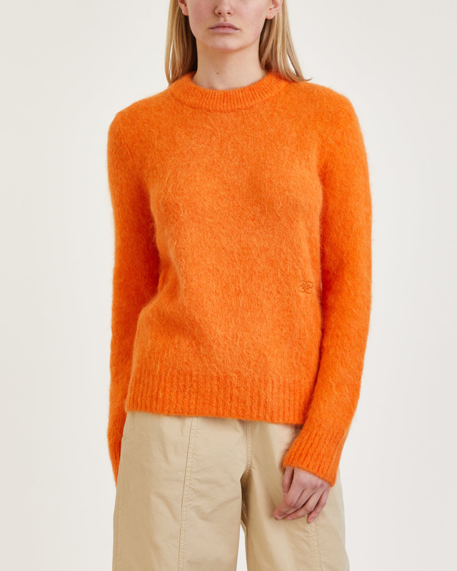 Ganni Sweater Brushed Alpaca O-Neck Orange S