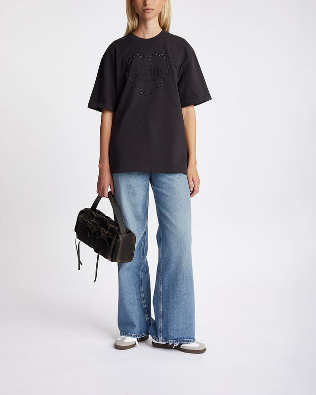 Ganni T-shirt Heavy Cotton Jersey Heart Phantom  M