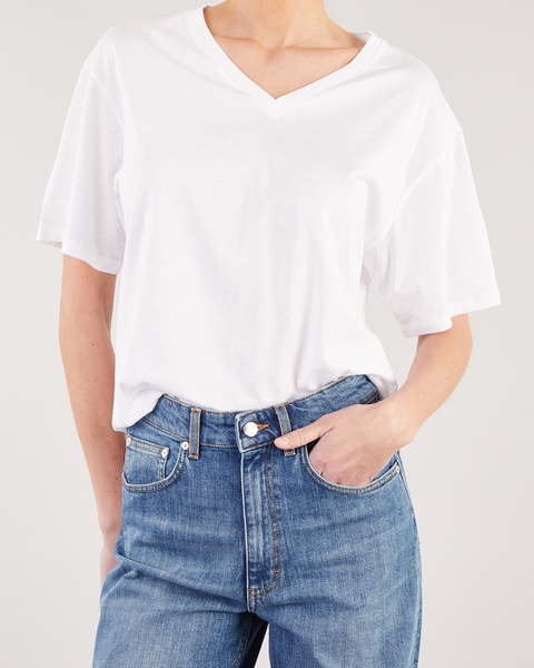 T-shirt Soft Cotton V-neck White 1